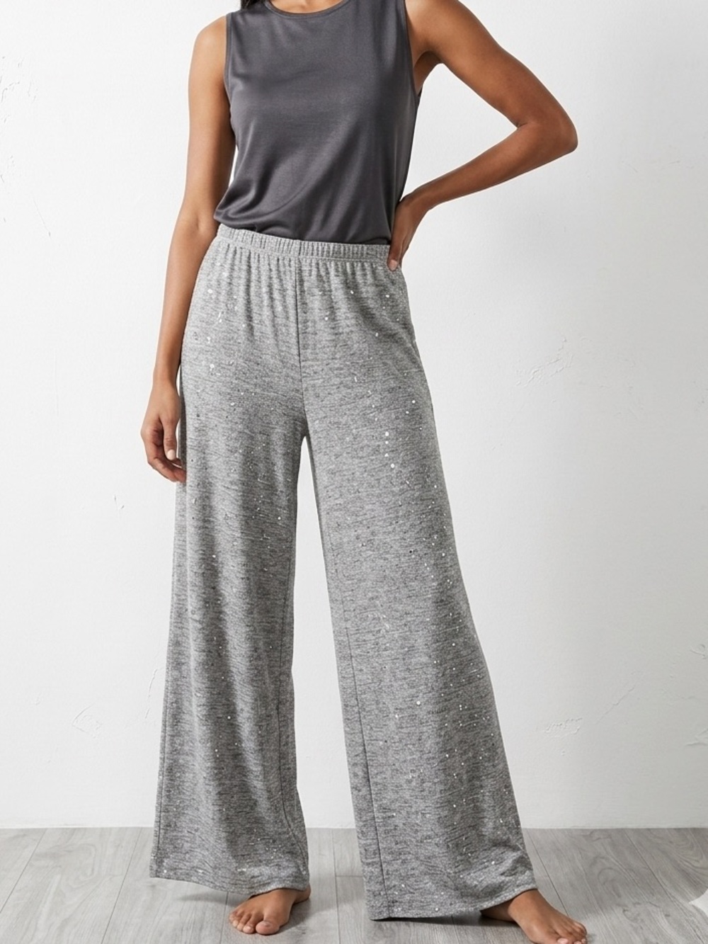 Gray Wide-Leg Lounge Pants